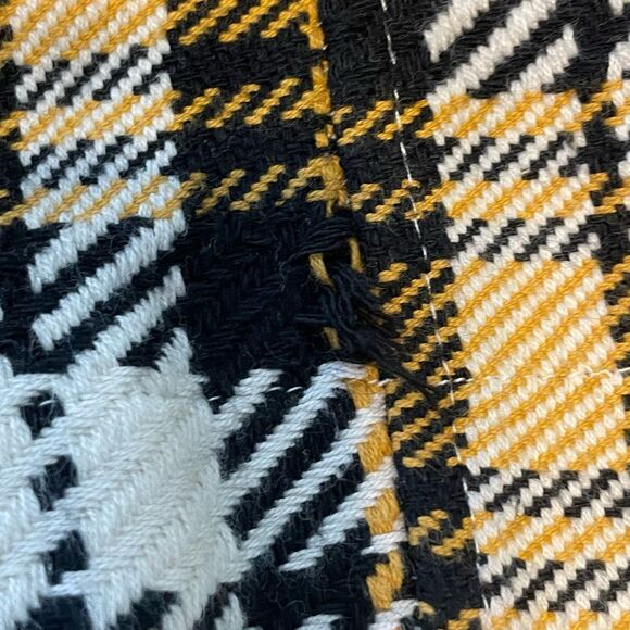 Maeve Anthropologie Clueless Mini Skirt Yellow Black White Tartan Plaid Knit Sz - Picture 7 of 11